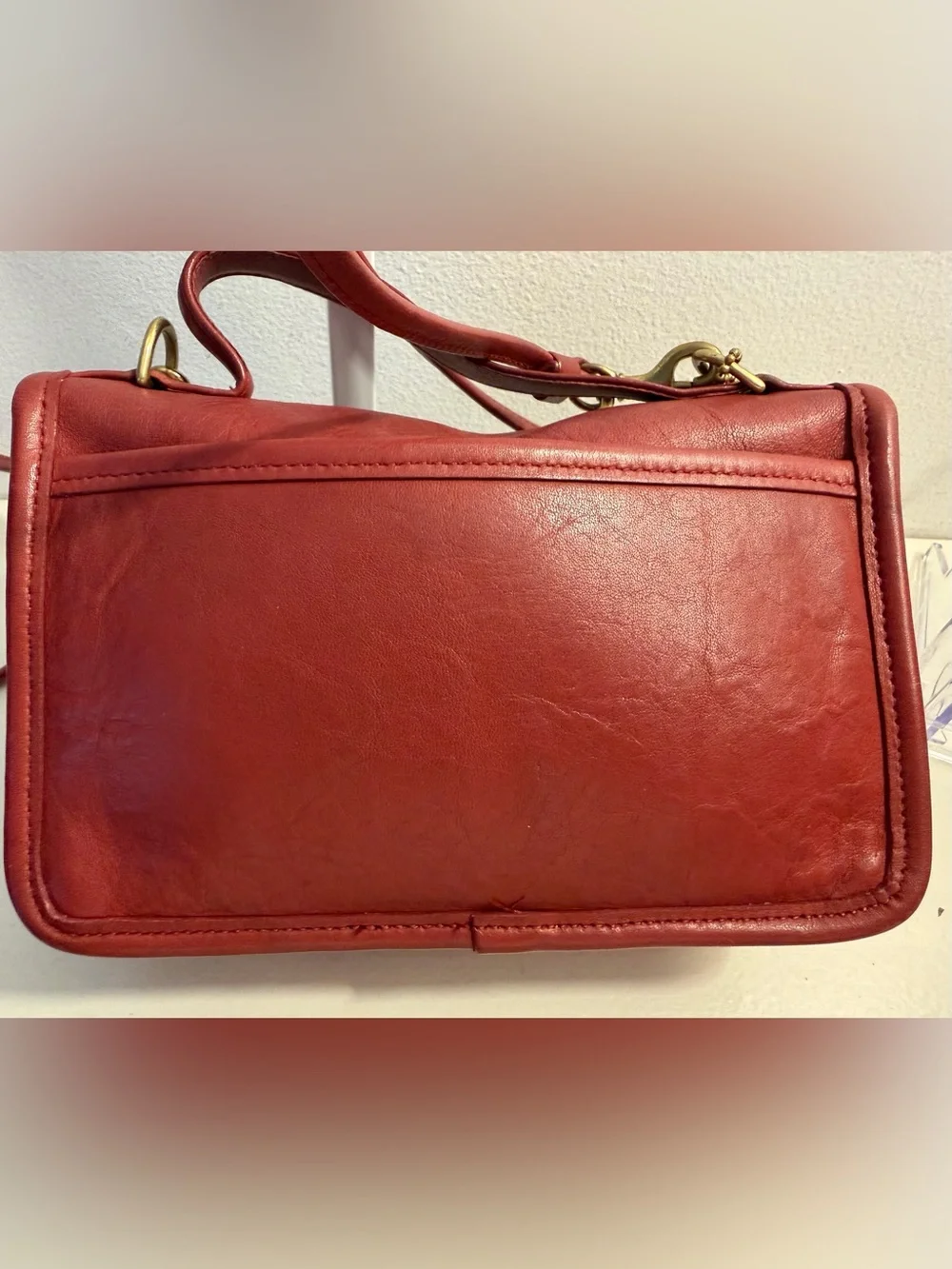Coach highly sought vintage 9924 red “Casino Bag” leather crossbody.
